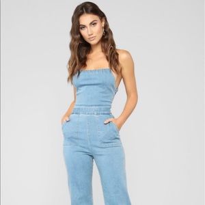 Cute Back Story Denim Jumpsuit